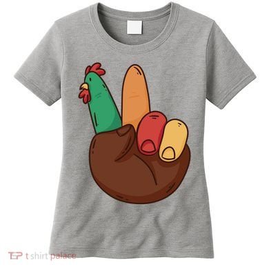 Turkey Hand Peace Sign Holiday Women's T-Shirt