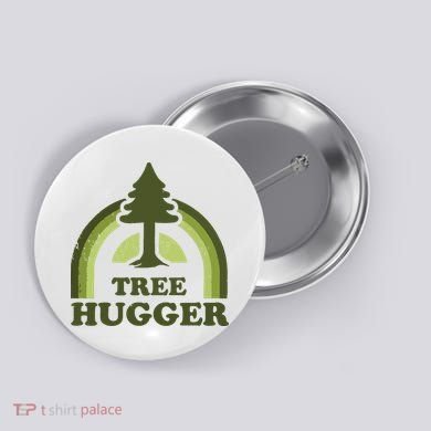 Tree Hugger Retro Vintage Environmental Nature Lover Button