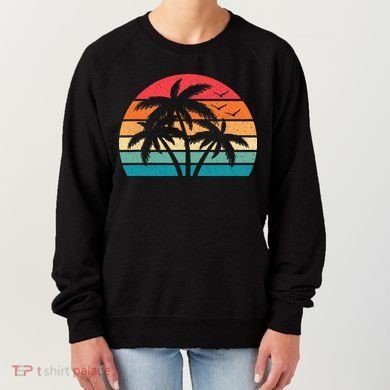 Tropical Hawaiian Retro Palm Tree Sunset Hawaii Beach Women's Sweatshirt