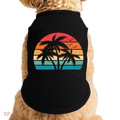 Tropical Hawaiian Retro Palm Tree Sunset Hawaii Beach Doggie Tank