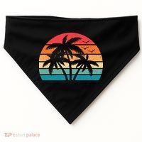 Tropical Hawaiian Retro Palm Tree Sunset Hawaii Beach USA-Made Doggie Bandana thumb 0