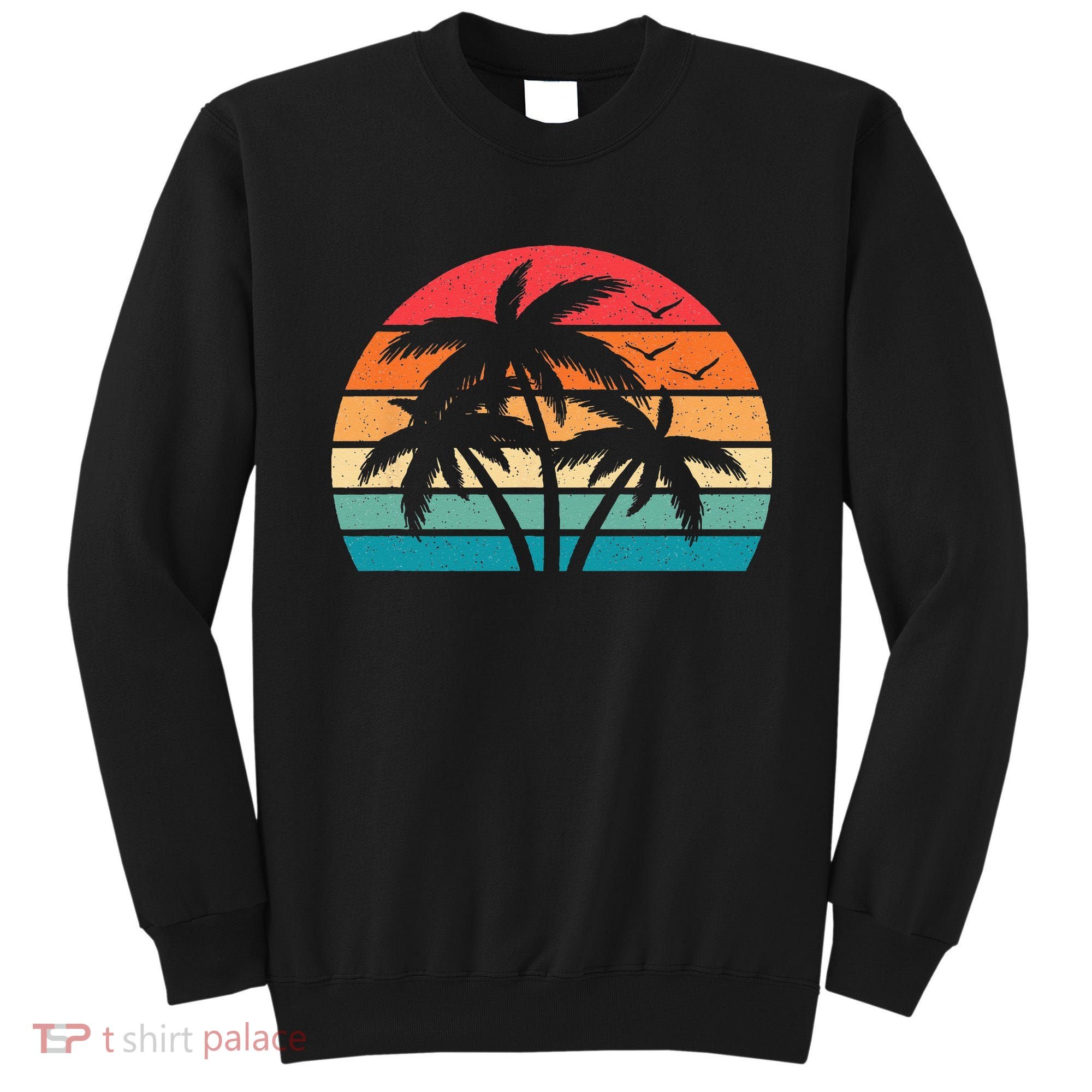 Tropical Hawaiian Retro Palm Tree Sunset Hawaii Beach Sweatshirt