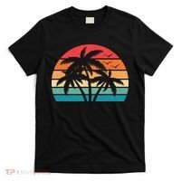 Tropical Hawaiian Retro Palm Tree Sunset Hawaii Beach T-Shirt thumb 0