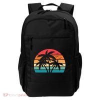 Tropical Hawaiian Retro Palm Tree Sunset Hawaii Beach Backpack thumb 0