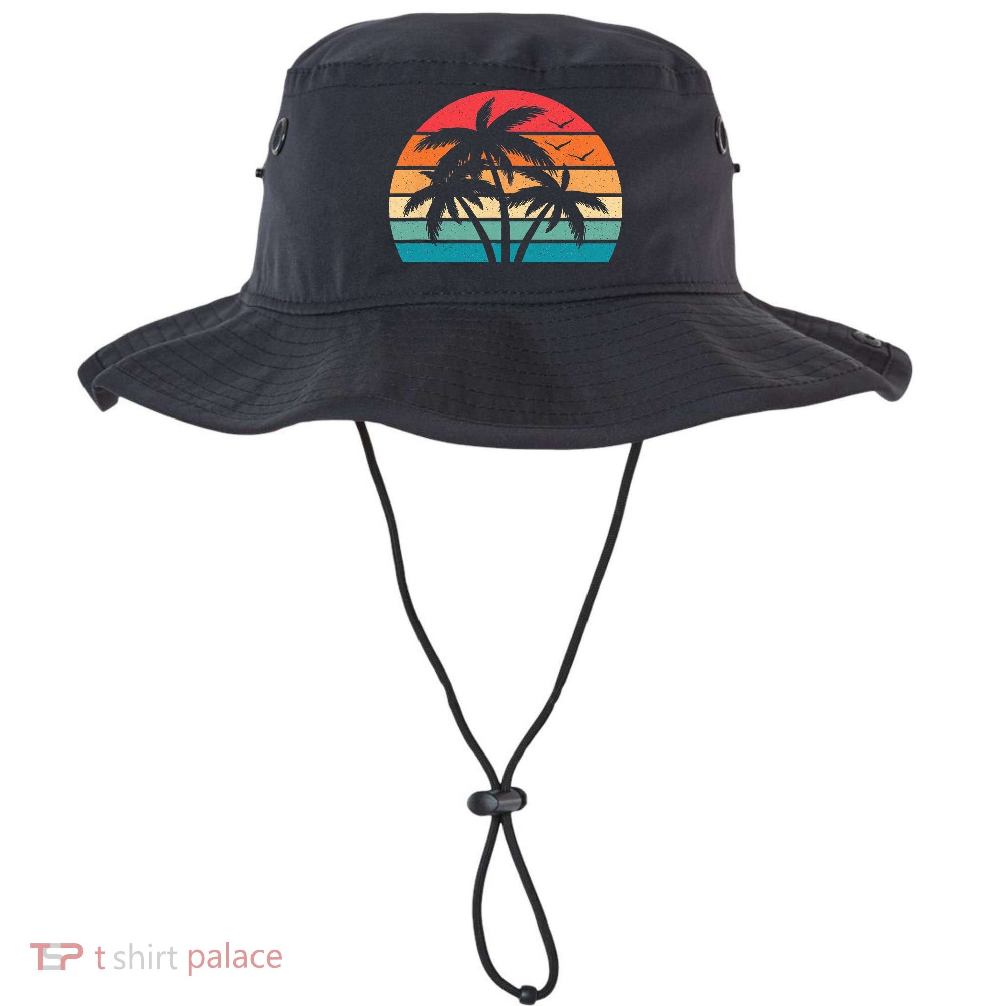 Tropical Hawaiian Retro Palm Tree Sunset Hawaii Beach Bucket Hat