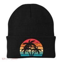 Tropical Hawaiian Retro Palm Tree Sunset Hawaii Beach Beanie thumb 0