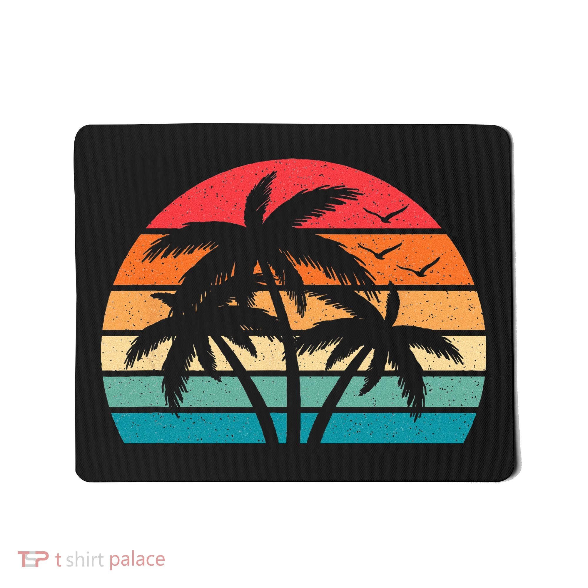 Tropical Hawaiian Retro Palm Tree Sunset Hawaii Beach Mousepad