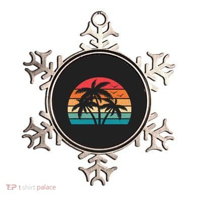 Tropical Hawaiian Retro Palm Tree Sunset Hawaii Beach Ornament