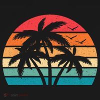 Tropical Hawaiian Retro Palm Tree Sunset Hawaii Beach Ornament thumb 1