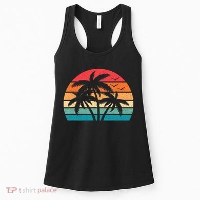 Tropical Hawaiian Retro Palm Tree Sunset Hawaii Beach Women's Tank Top