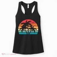 Tropical Hawaiian Retro Palm Tree Sunset Hawaii Beach Women's Tank Top thumb 0
