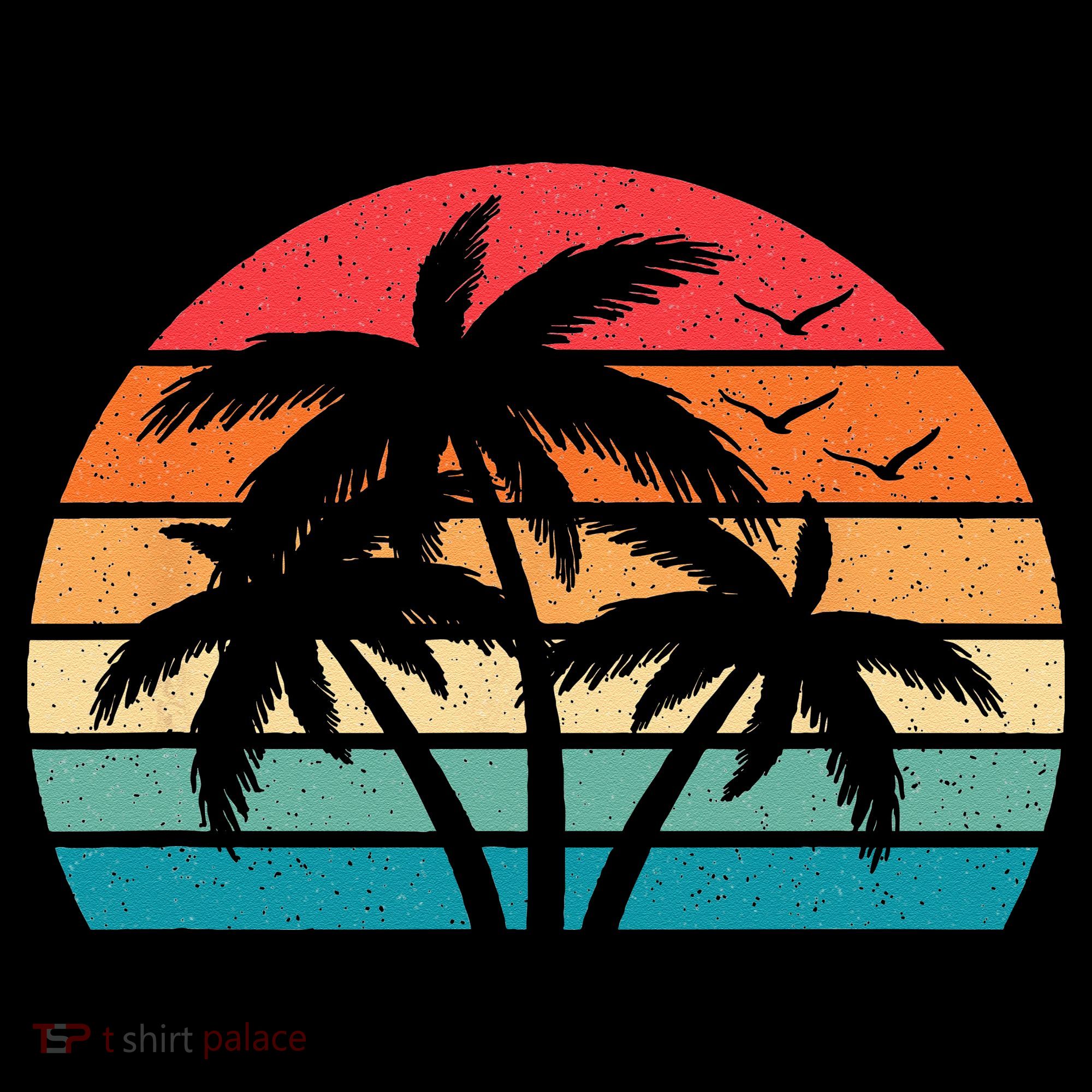 Tropical Hawaiian Retro Palm Tree Sunset Hawaii Beach Baby Bodysuit