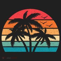 Tropical Hawaiian Retro Palm Tree Sunset Hawaii Beach Hat thumb 2