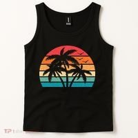 Tropical Hawaiian Retro Palm Tree Sunset Hawaii Beach Tank Top thumb 2