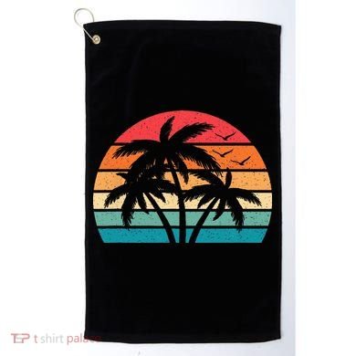 Tropical Hawaiian Retro Palm Tree Sunset Hawaii Beach Golf Towel