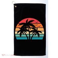 Tropical Hawaiian Retro Palm Tree Sunset Hawaii Beach Golf Towel thumb 0