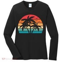 Tropical Hawaiian Retro Palm Tree Sunset Hawaii Beach Women's Long Sleeve Shirt thumb 0