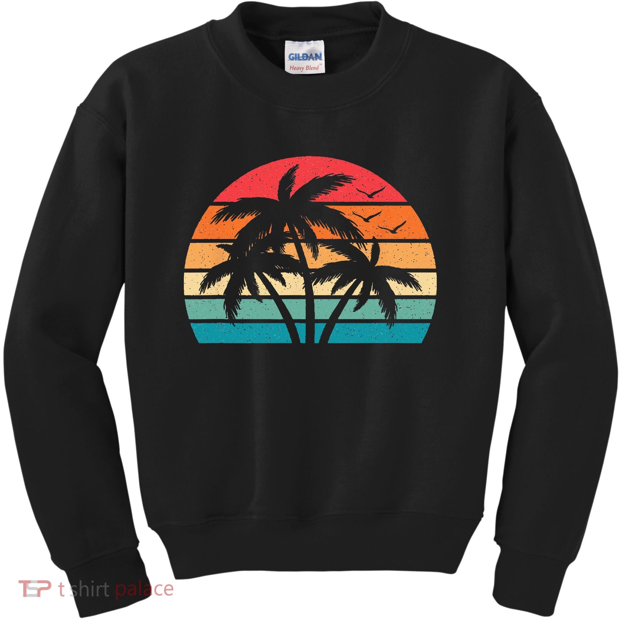 Tropical Hawaiian Retro Palm Tree Sunset Hawaii Beach Kids Sweatshirt
