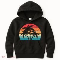 Tropical Hawaiian Retro Palm Tree Sunset Hawaii Beach Kids Hoodie thumb 0