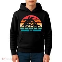 Tropical Hawaiian Retro Palm Tree Sunset Hawaii Beach Kids Hoodie thumb 4