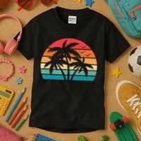 Tropical Hawaiian Retro Palm Tree Sunset Hawaii Beach Kids T-Shirt thumb 3