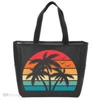 Tropical Hawaiian Retro Palm Tree Sunset Hawaii Beach Tote Bag thumb 0