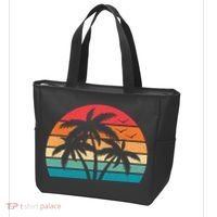 Tropical Hawaiian Retro Palm Tree Sunset Hawaii Beach Tote Bag thumb 3