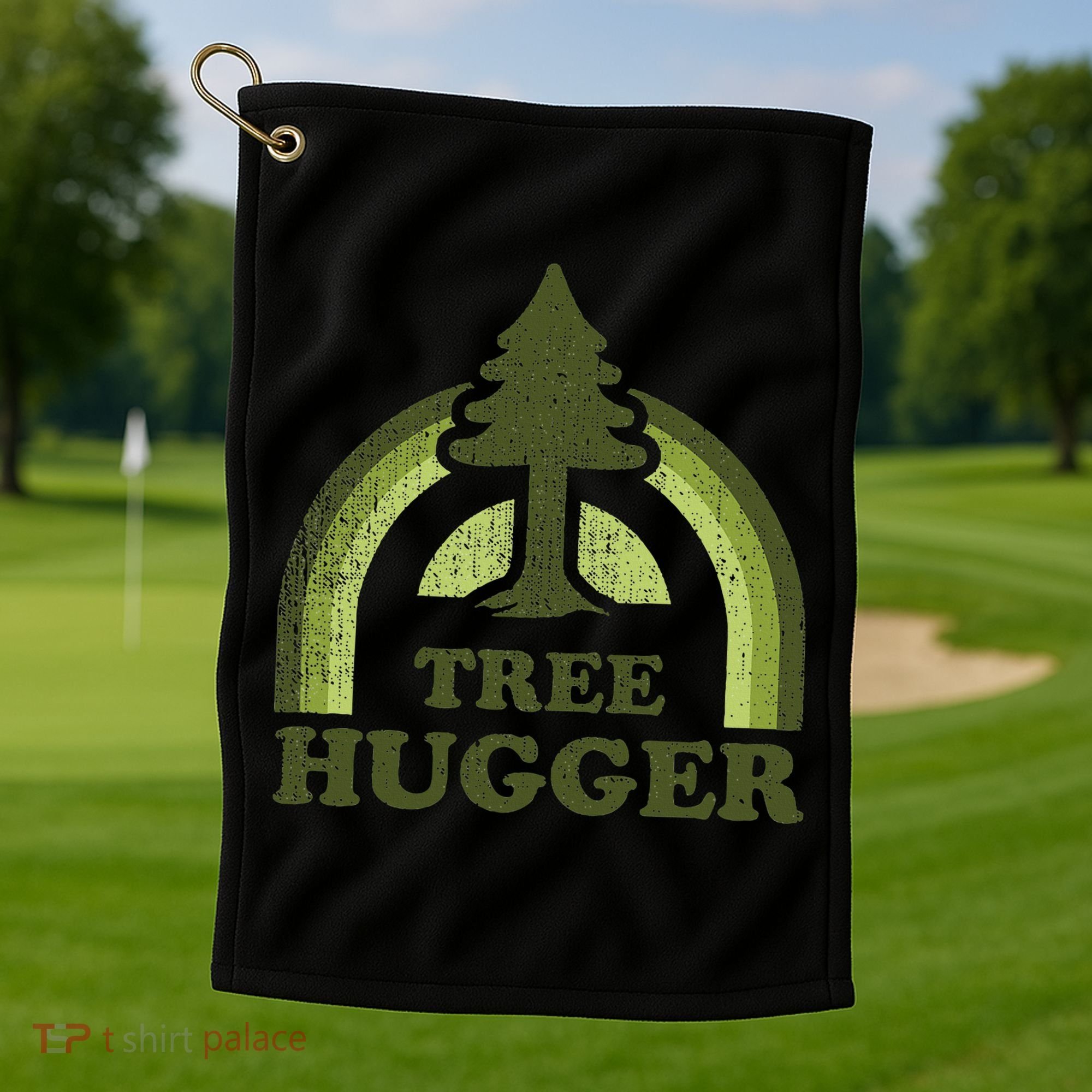 Tree Hugger Retro Environmental Nature Lover Golf Towel