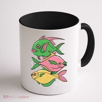 Three Colorful Fishes Coffee Mug back