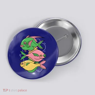 Three Colorful Fishes Button