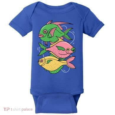 Three Colorful Fishes Baby Bodysuit