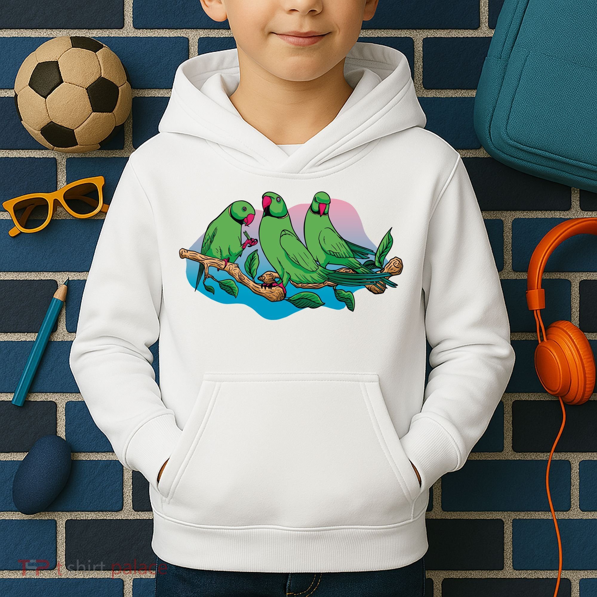Three Parrots Kids Hoodie