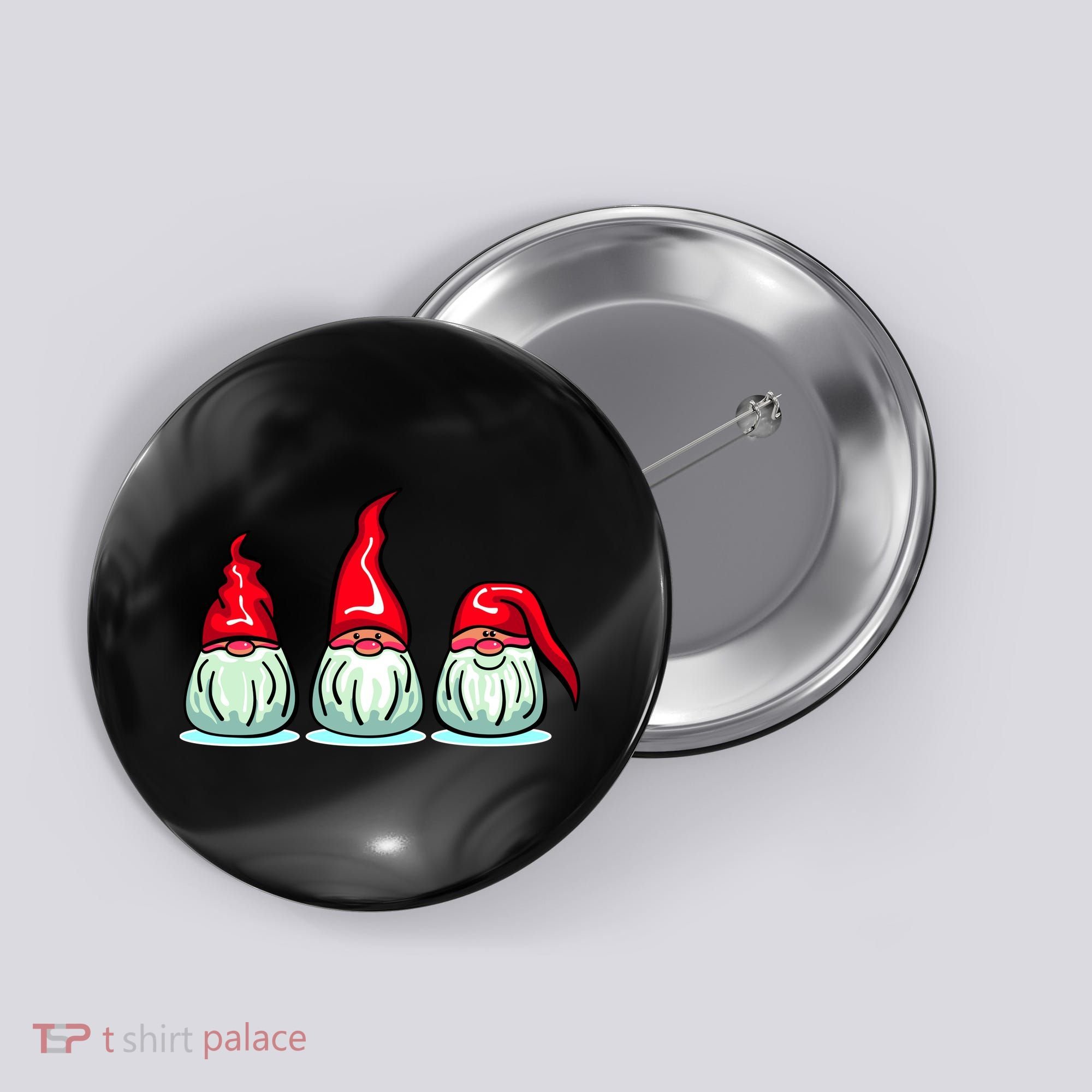 Three Santa Gnomes Button