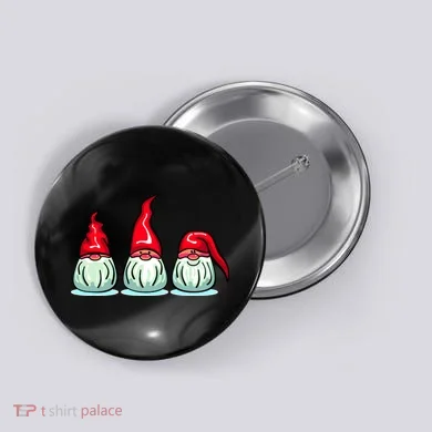 Three Santa Gnomes Button
