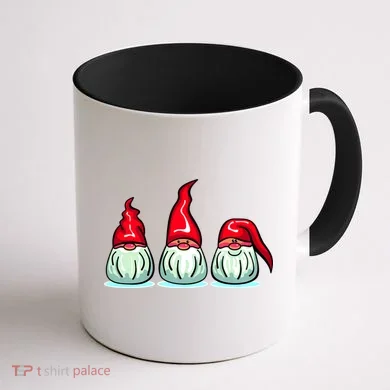 Three Santa Gnomes Coffee Mug back