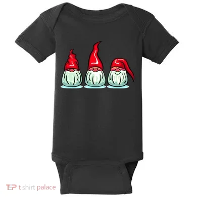 Three Santa Gnomes Baby Bodysuit