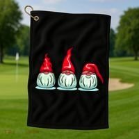 Three Santa Gnomes Golf Towel thumb 1