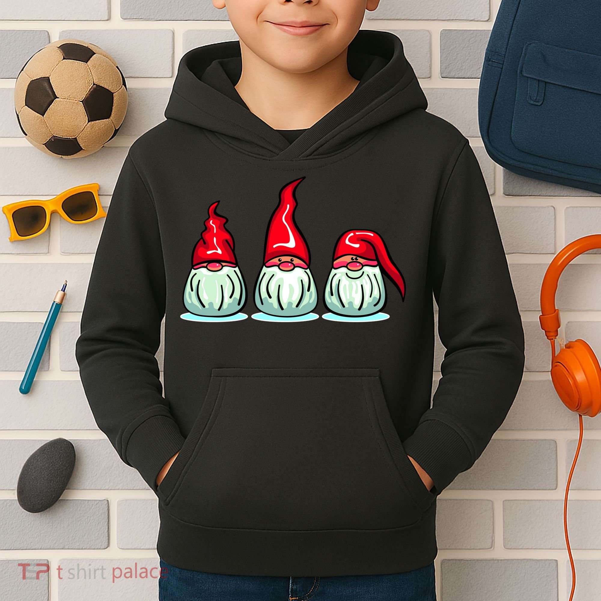 Three Santa Gnomes Kids Hoodie