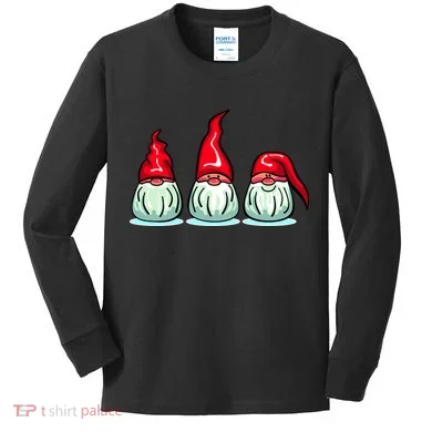 Three Santa Gnomes Kids Long Sleeve Shirt
