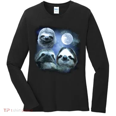 Three Sloths In Space Women's Long Sleeve Shirt