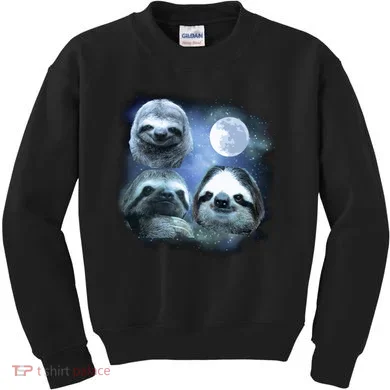 Three Sloths In Space Kids Sweatshirt