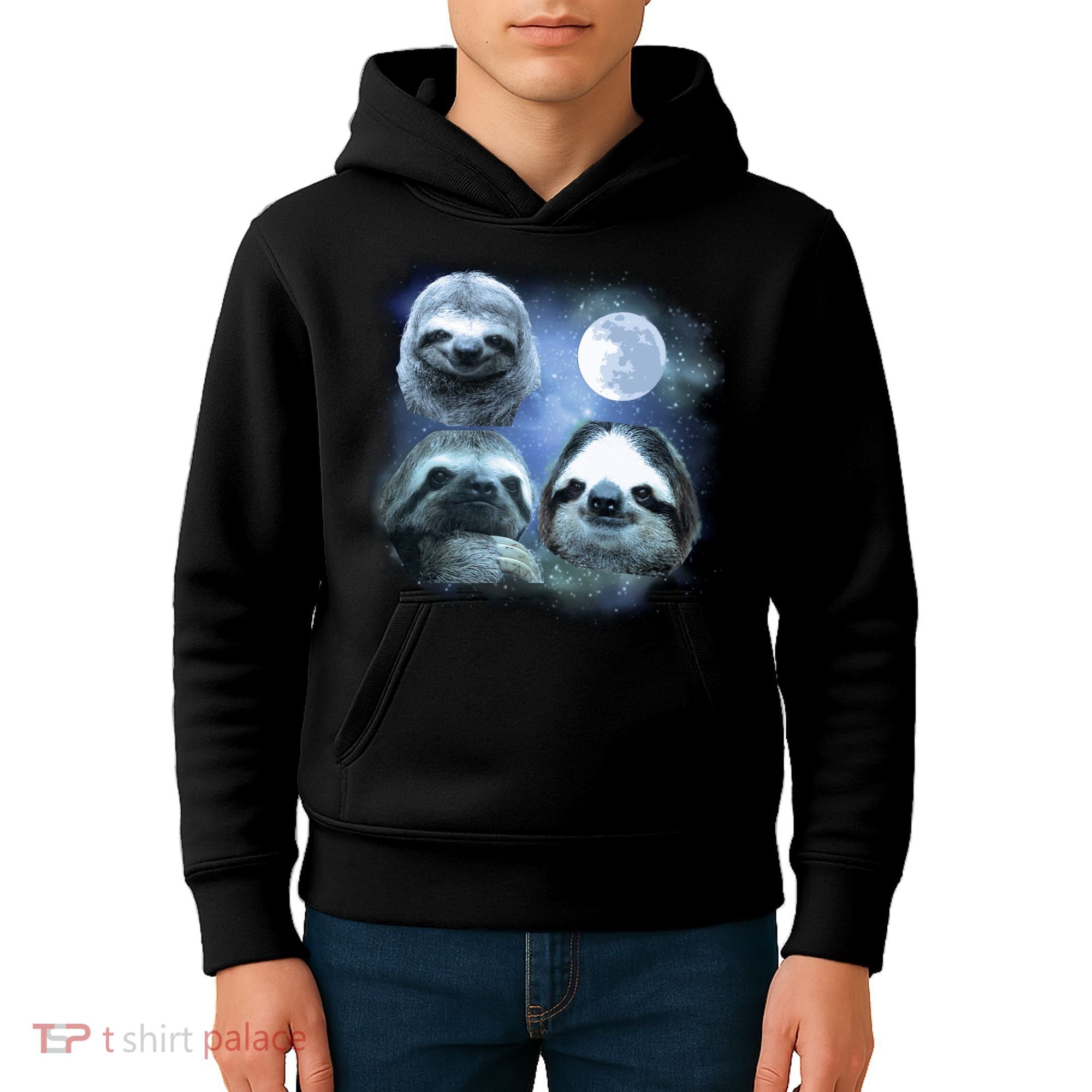 Three Sloths In Space Kids Hoodie