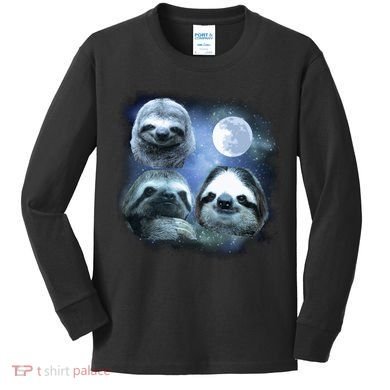 Three Sloths In Space Kids Long Sleeve Shirt
