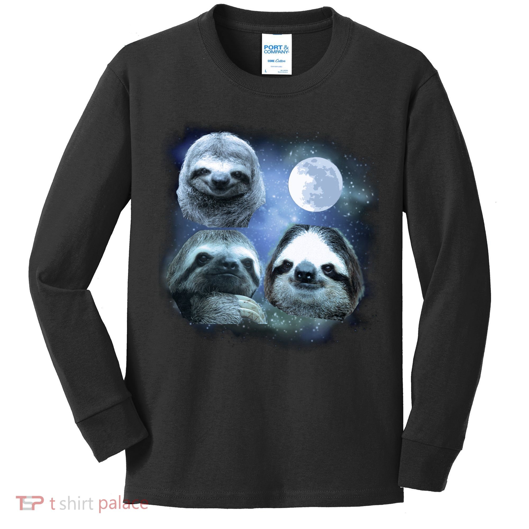 Three Sloths In Space Kids Long Sleeve Shirt