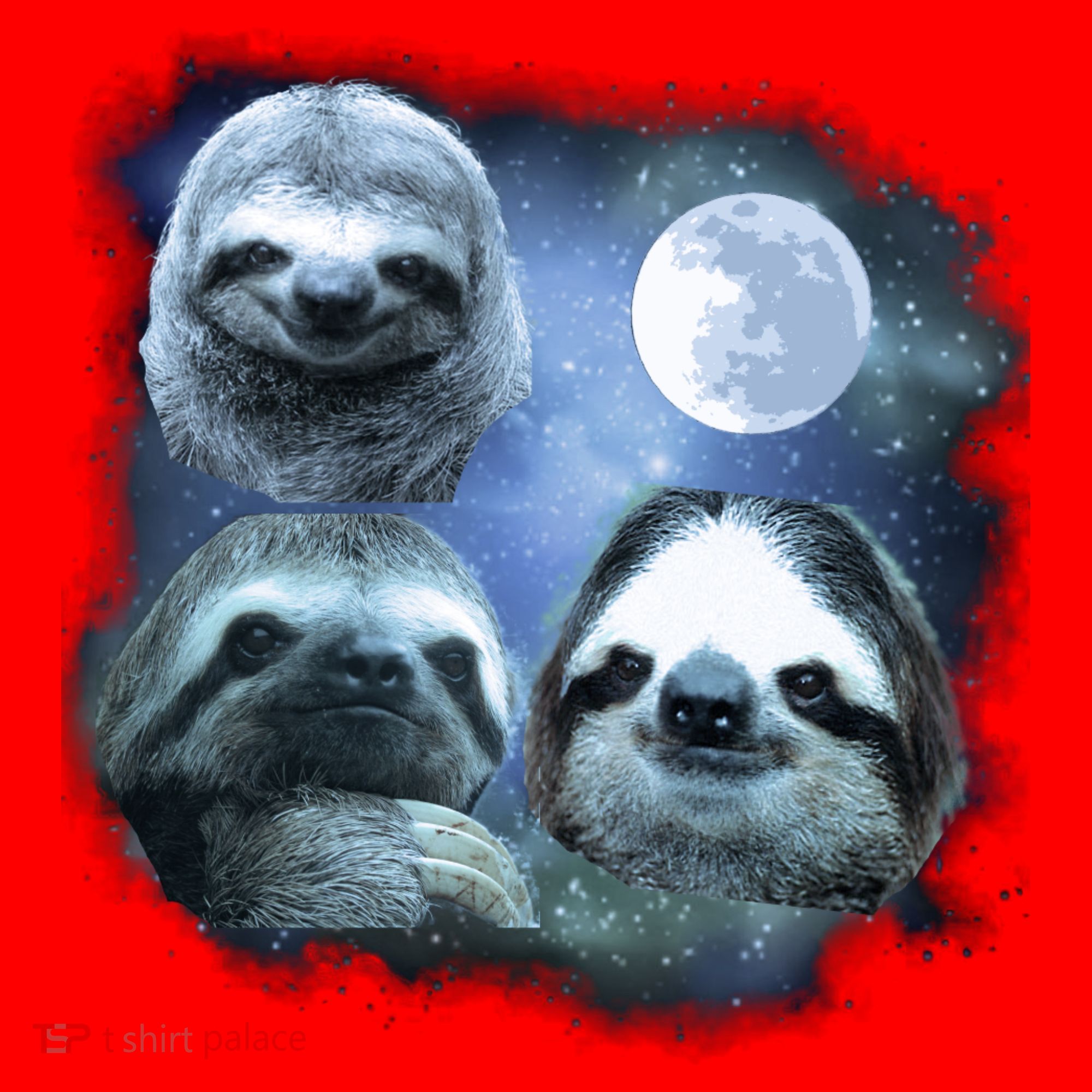 Three Sloths In Space Santa Hat