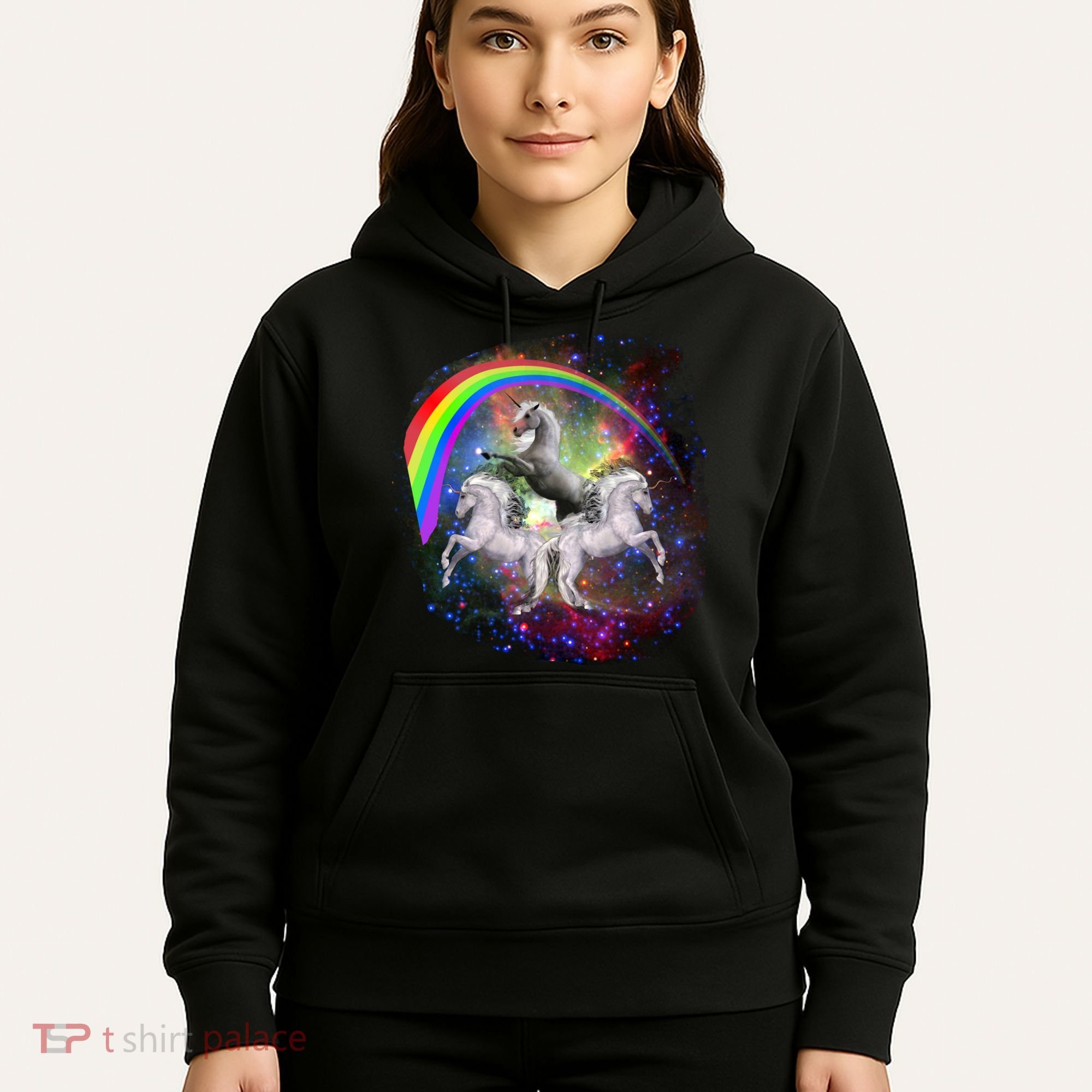 Three Unicorns Rainbow Hoodie
