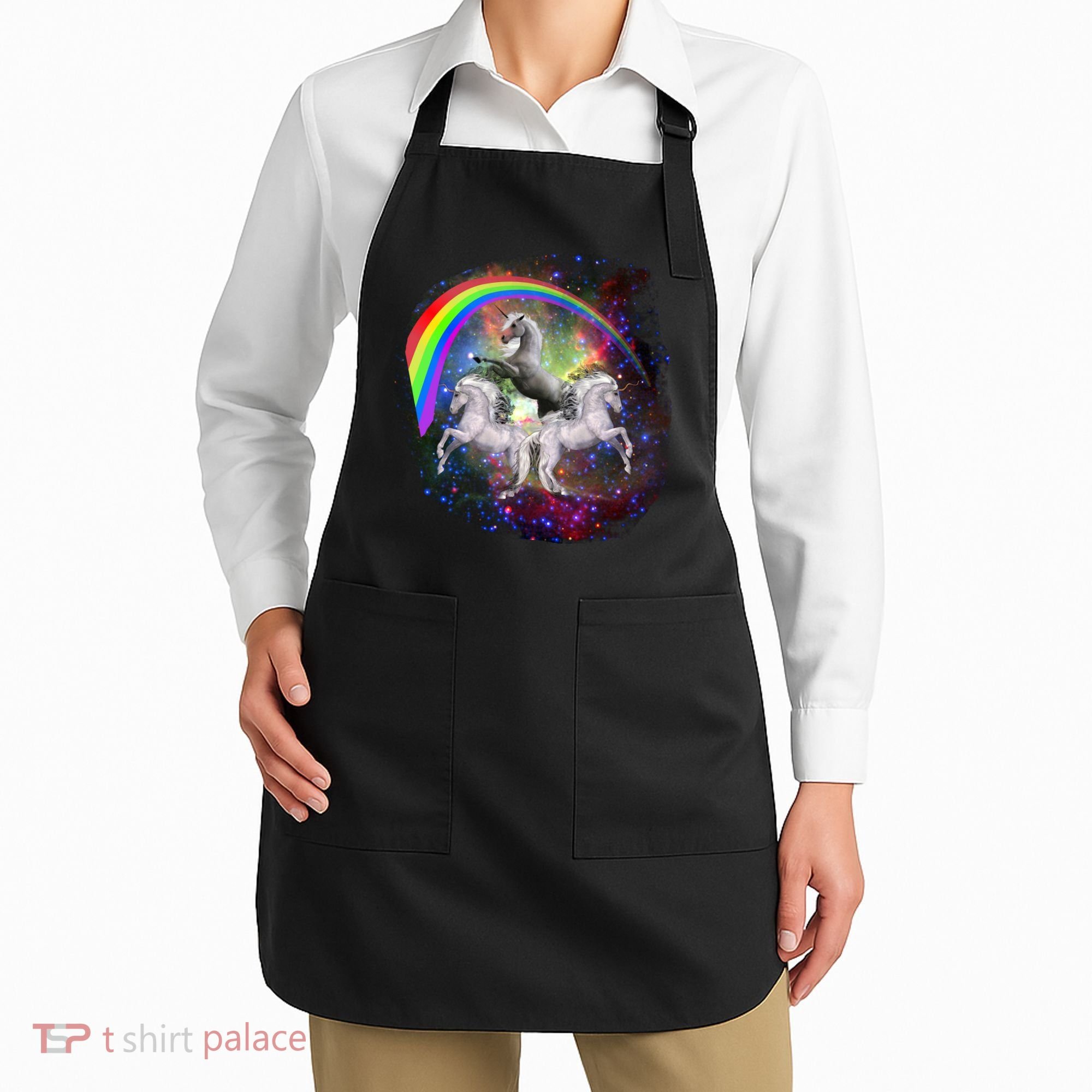 Three Unicorns Rainbow Apron