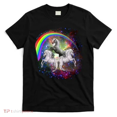 Three Unicorns Rainbow T-Shirt