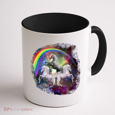 Three Unicorns Rainbow Coffee Mug back