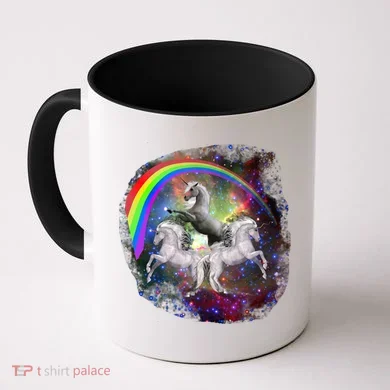 Three Unicorns Rainbow Coffee Mug